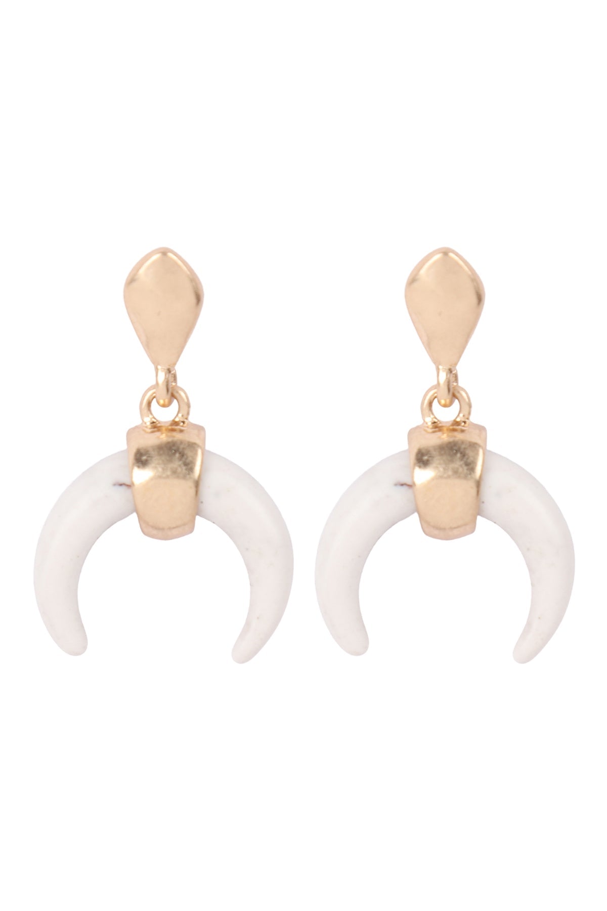 SEMI STONE HORN POST EARRINGS