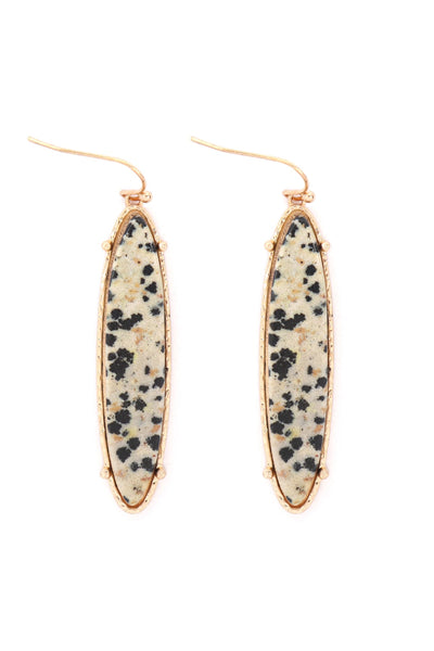 SEMI PRECIOUS OVAL DROP FISH HOOK EARRINGS