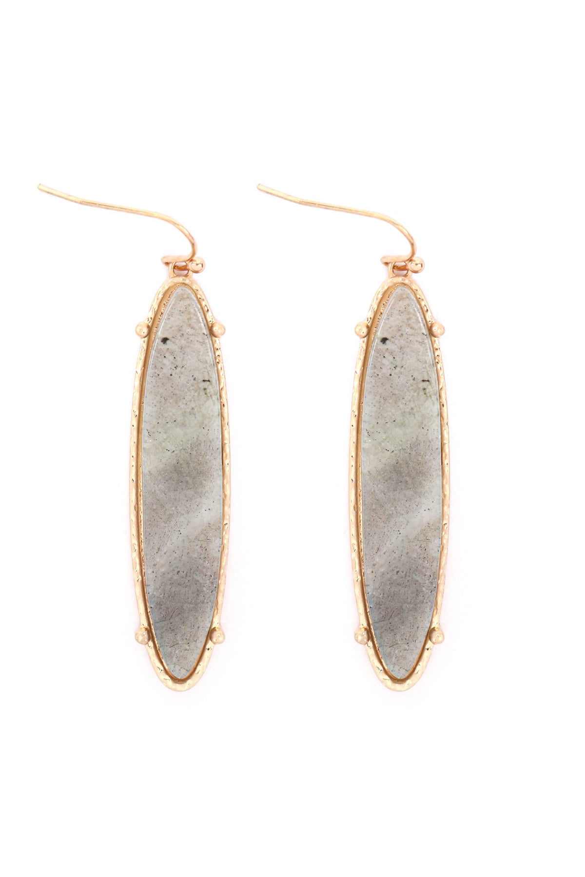 SEMI PRECIOUS OVAL DROP FISH HOOK EARRINGS