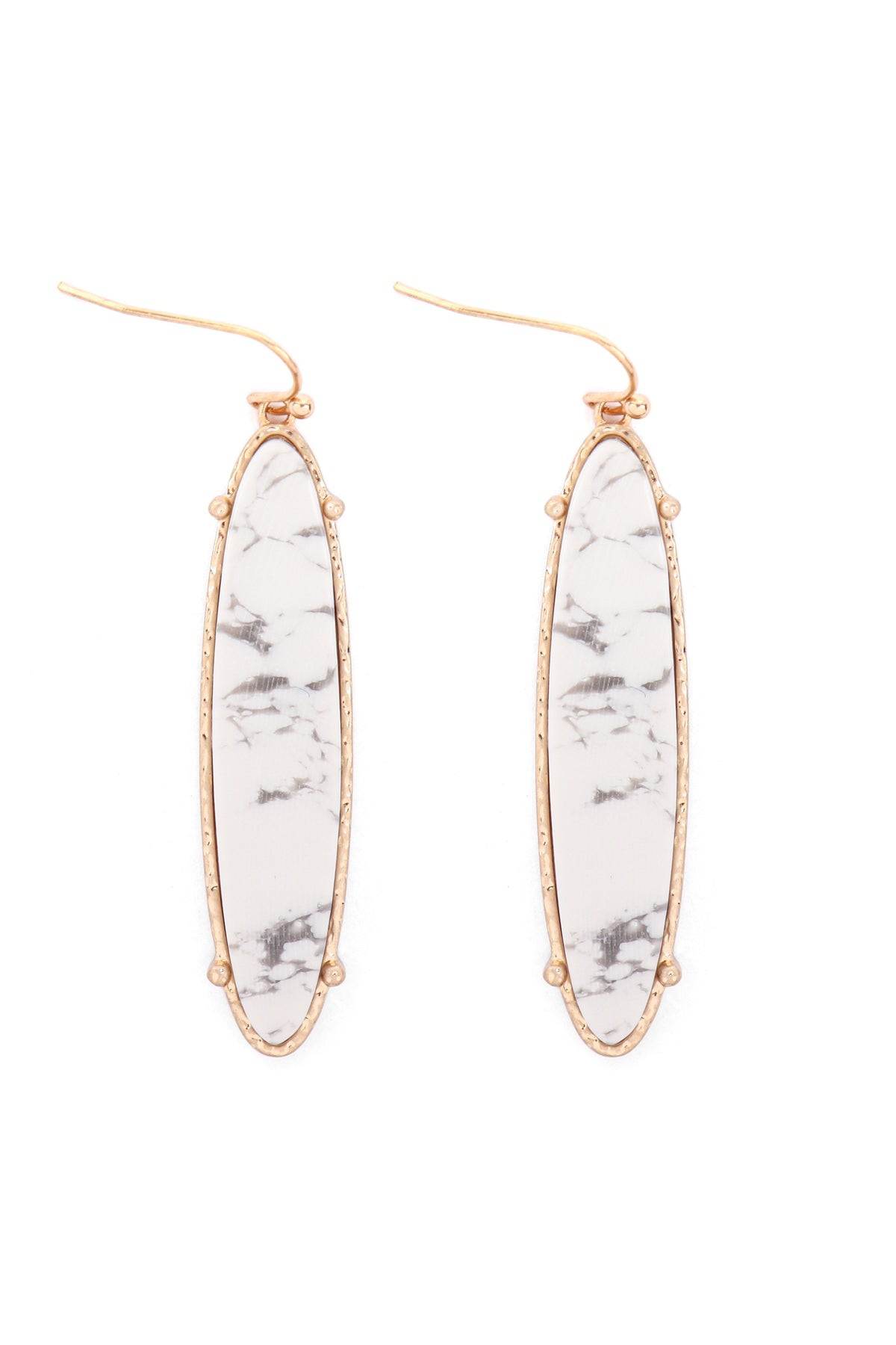 SEMI PRECIOUS OVAL DROP FISH HOOK EARRINGS