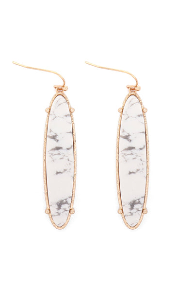 SEMI PRECIOUS OVAL DROP FISH HOOK EARRINGS