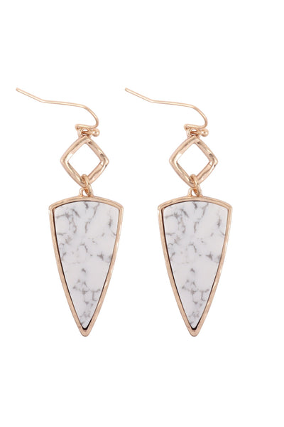 SEMI PRECIOUS ARROW HEAD DROP DANGLING EARRINGS