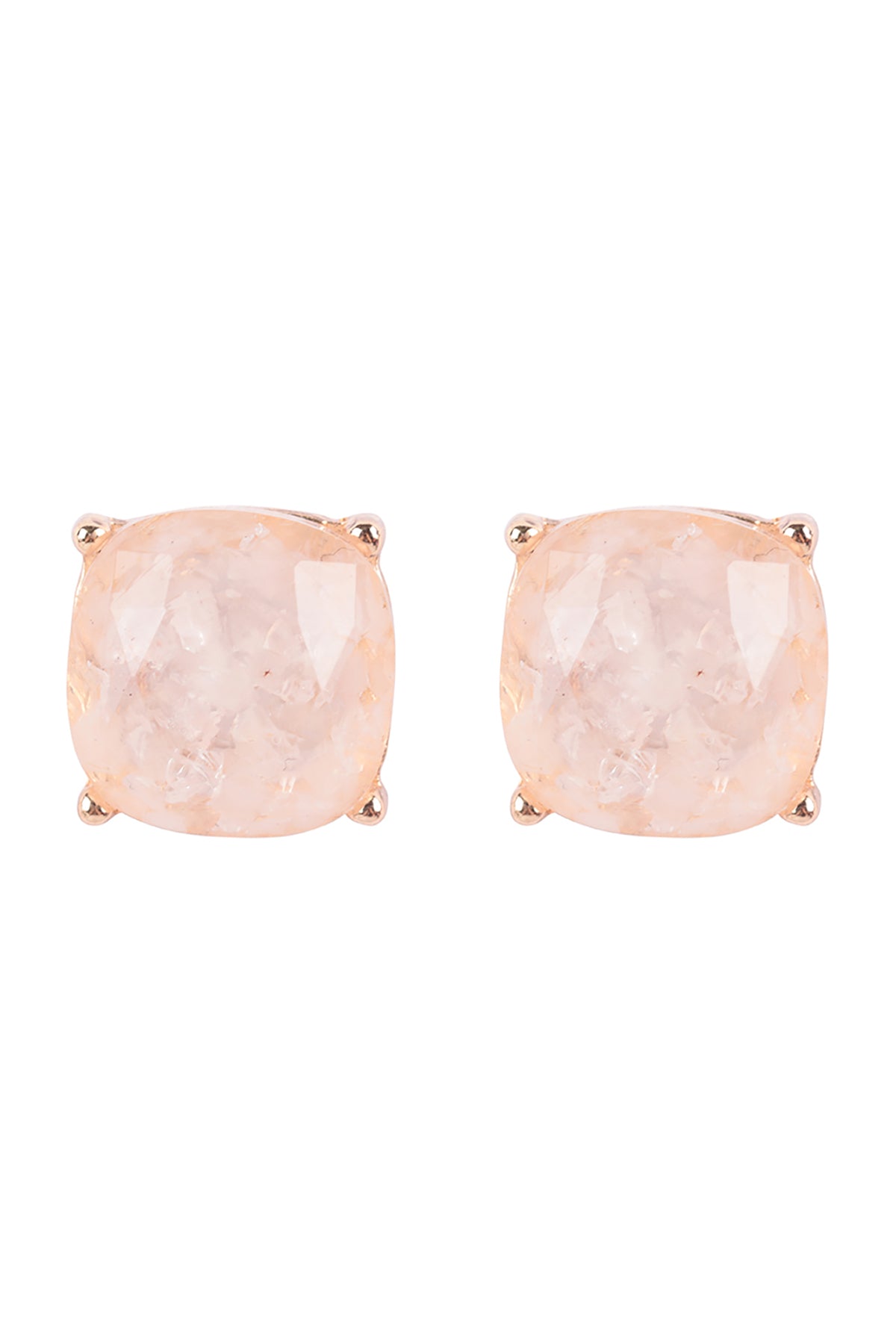 CUSHION CUT SEMI STONE EPOXY STUD EARRINGS