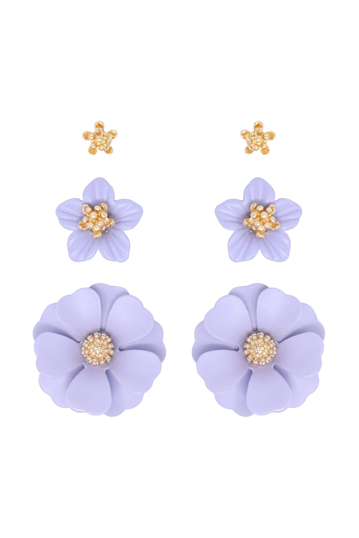 3 SET FLOWER POST EARRING