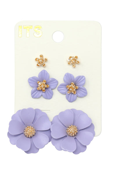 3 SET FLOWER POST EARRING