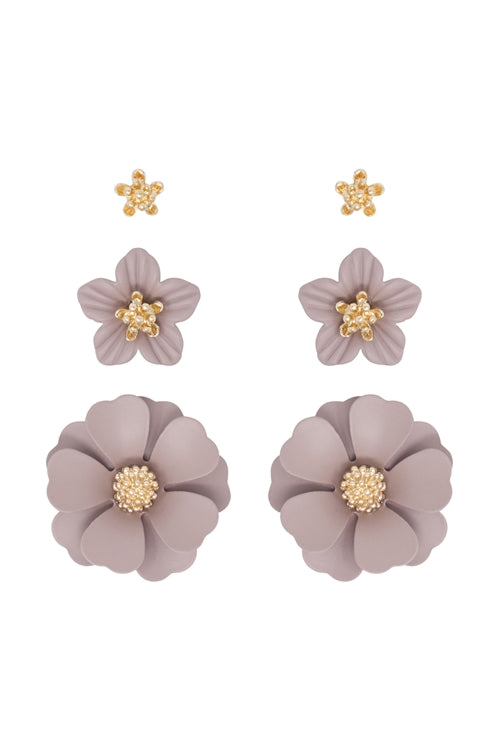 3 SET FLOWER POST EARRING