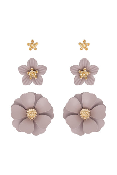 3 SET FLOWER POST EARRING