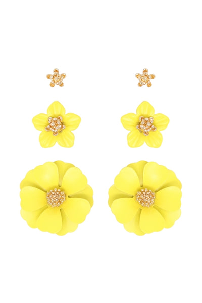 3 SET FLOWER POST EARRING