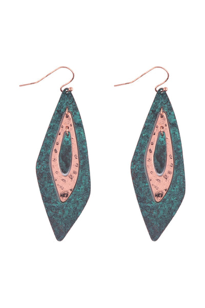 TWO TONE LINK HAMMERED EARRINGS