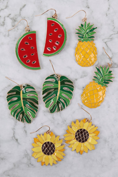 WATERMELON ENAMEL HOOK EARRINGS