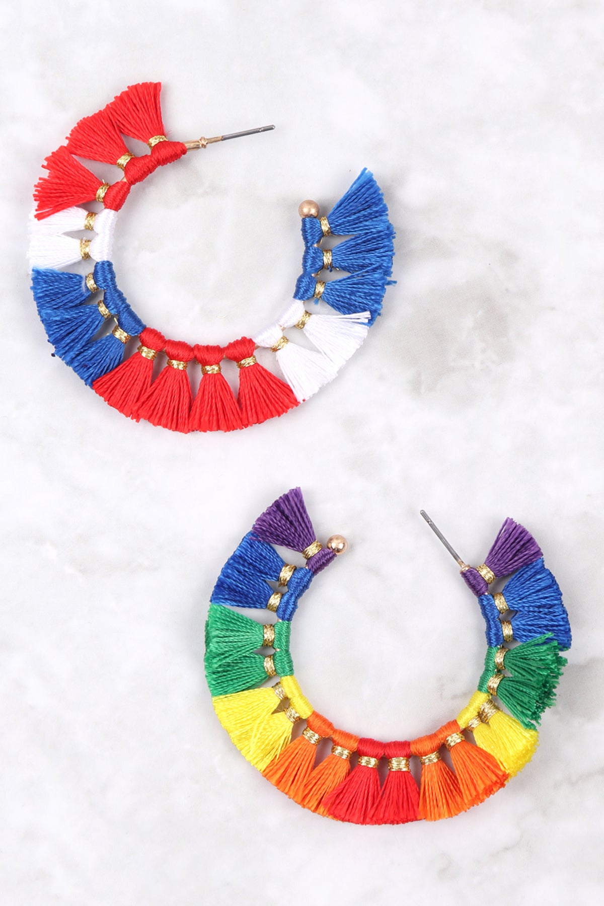 TASSEL FRINGE HOOP EARRINGS