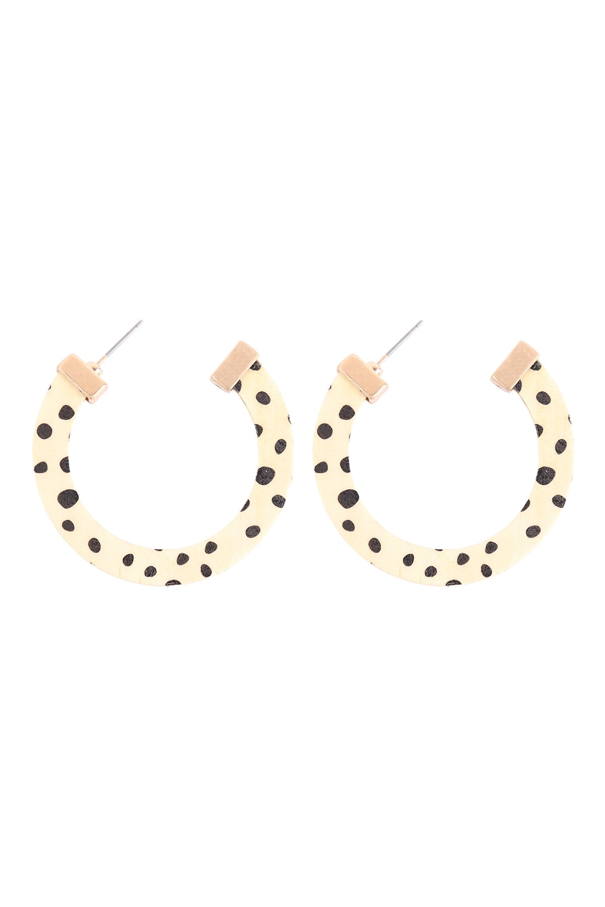 WOOD DALMATIAN HOOP EARRINGS