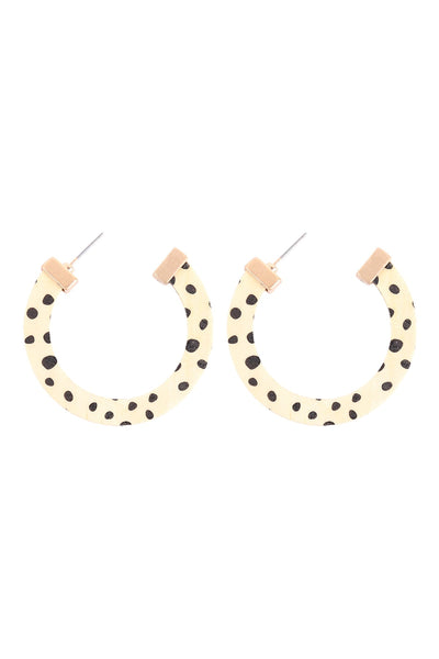 WOOD DALMATIAN HOOP EARRINGS