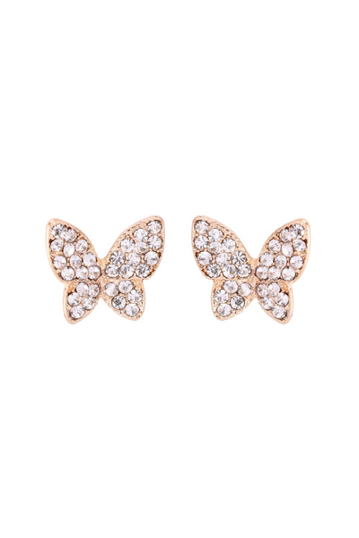 BUTTERFLY PAVE RHINESTONE POST EARRINGS