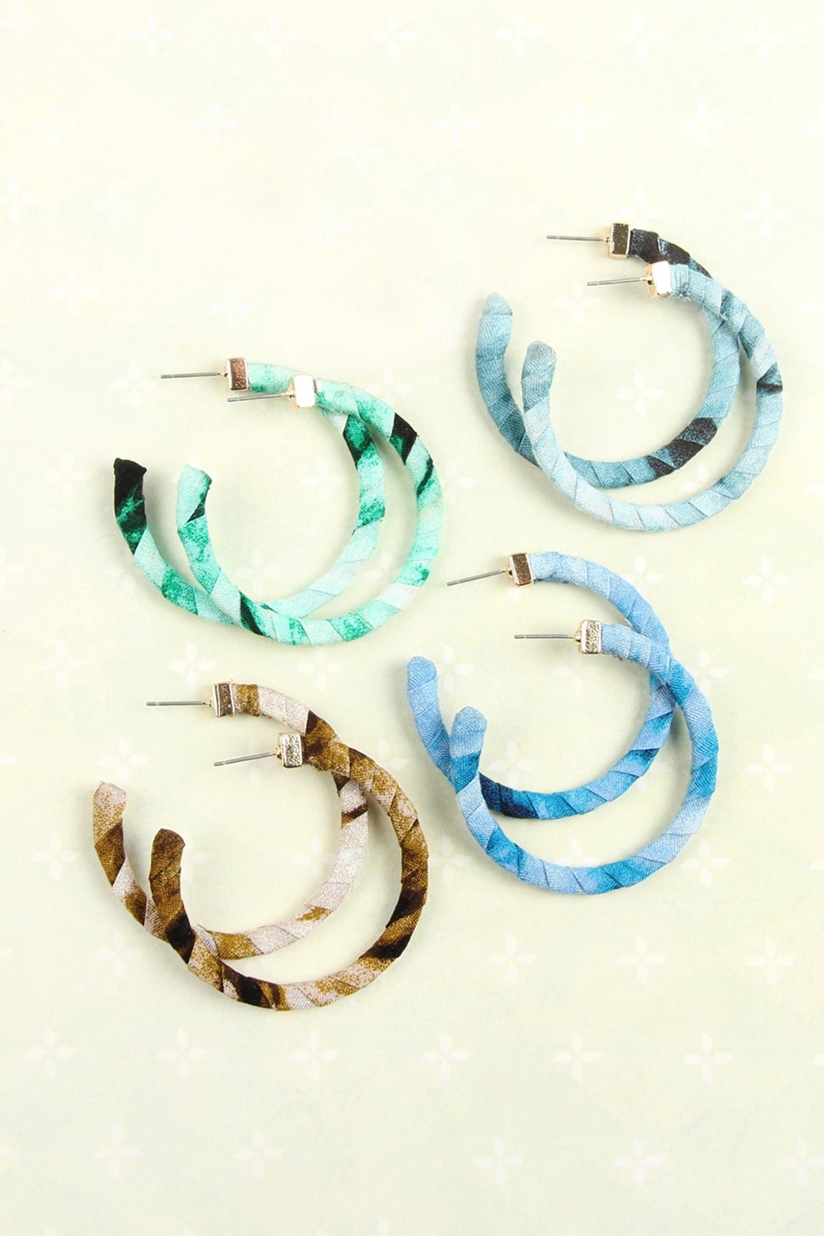 FABRIC POST HOOP EARRINGS/6PCS (NOW $ 1.00 ONLY!)