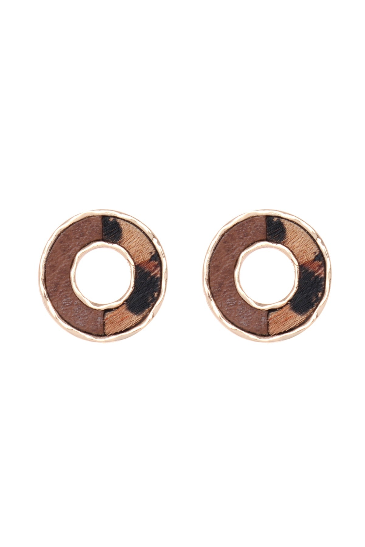 DONUT TWO TONE ANIMAL PRINT POST EARRINGS