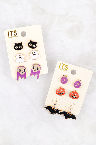 HALLOWEEN ENAMEL 3 SET ASSORTED EARRING /6PCS