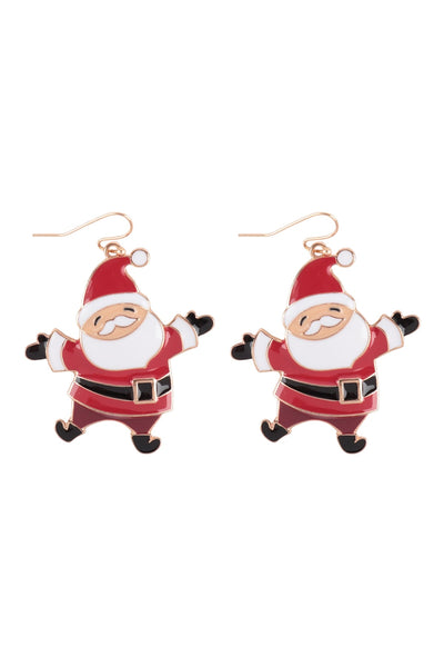 X-MAS SANTA ENAMEL FISH HOOK EARRINGS