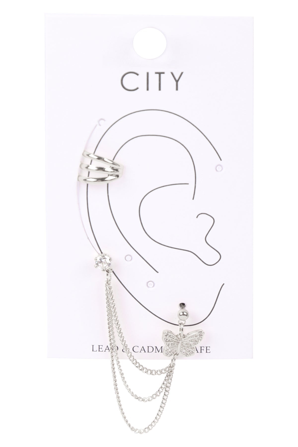 EAR CUFF MULTI CHAIN CUBIC CHAIN BUTTERFLY EARRINGS (NOW $1.00 ONLY!)