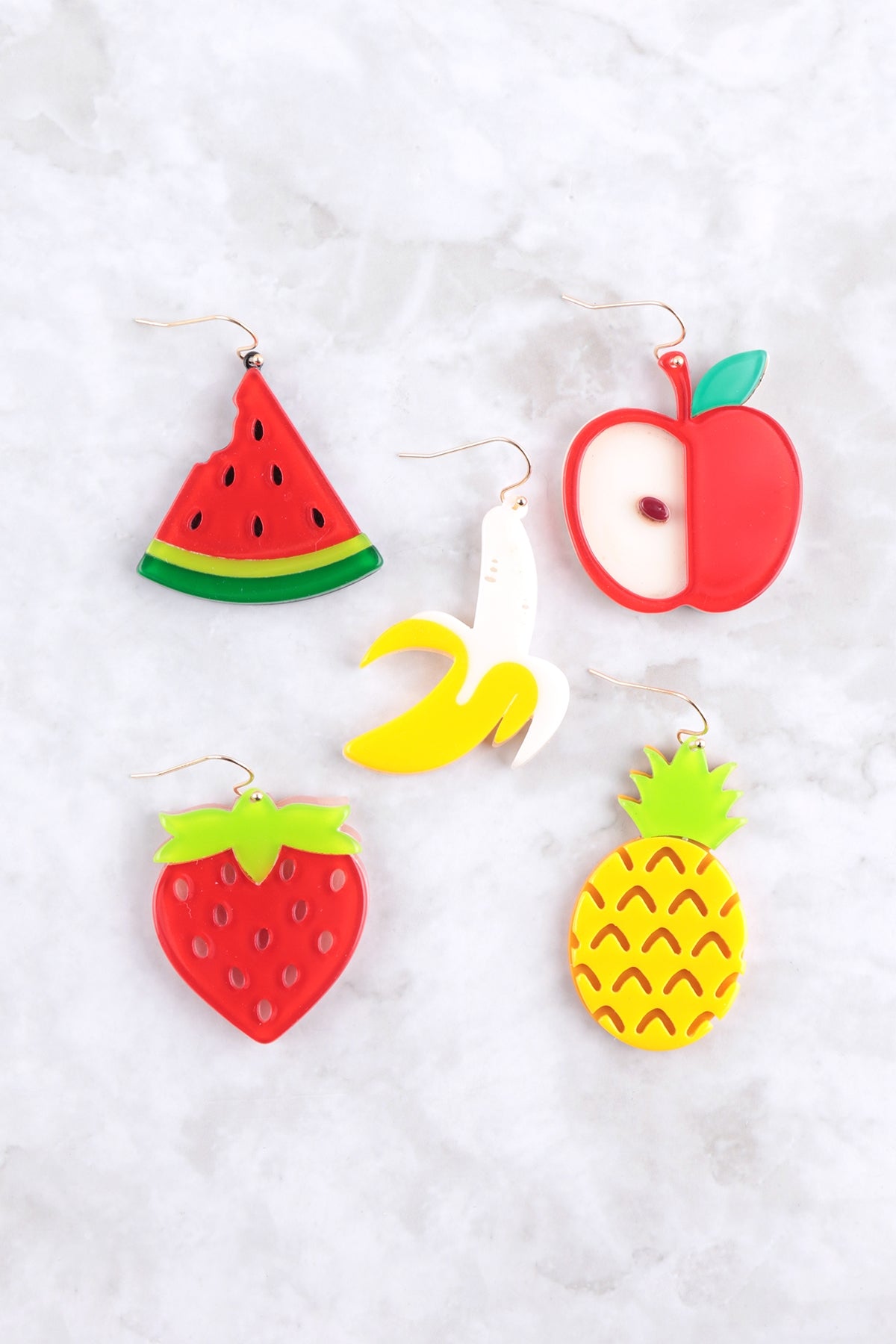 STRAWBERRY ACRYLIC DANGLE FISH HOOK EARRINGS