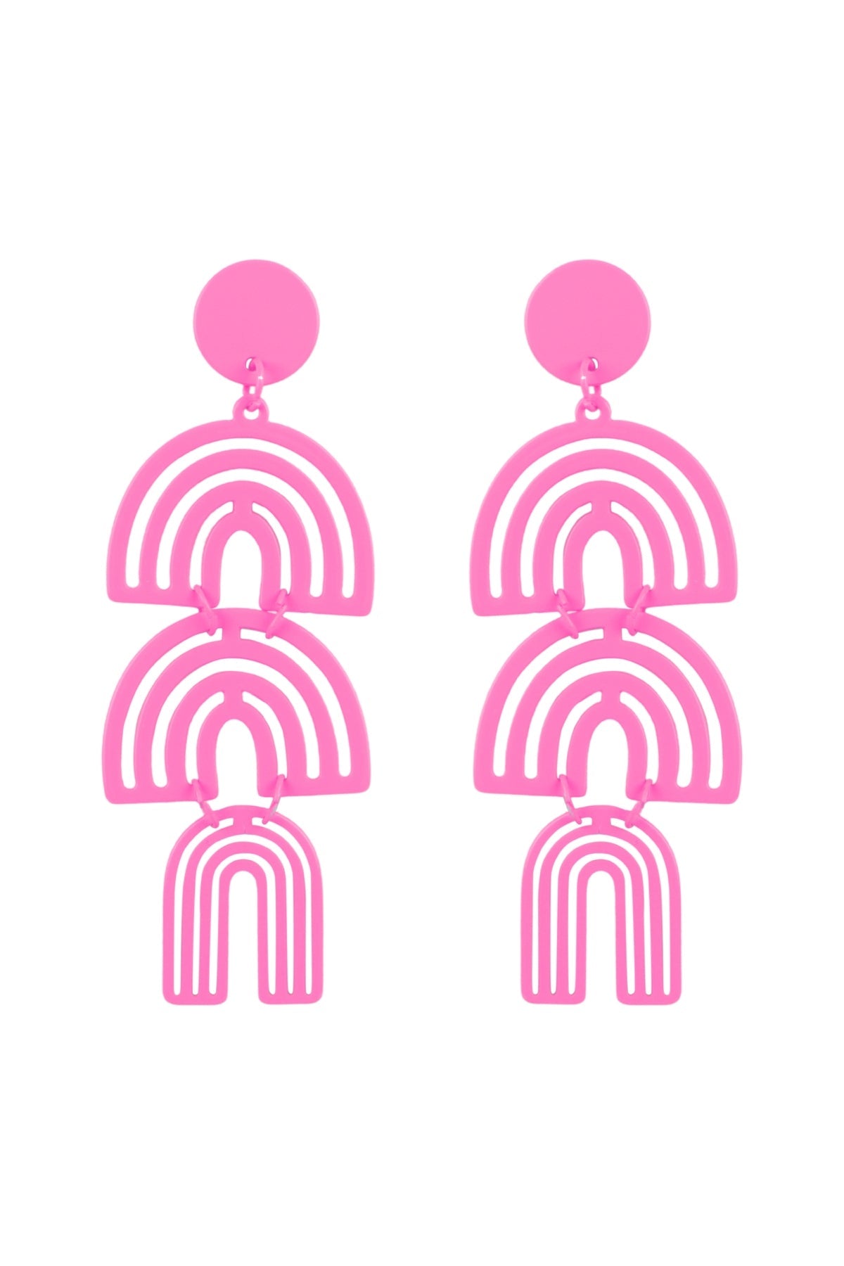 COLOR COATED ARCH 3 DROP POST EARRINGS