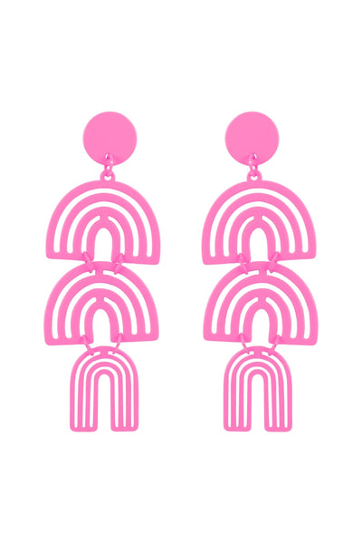COLOR COATED ARCH 3 DROP POST EARRINGS