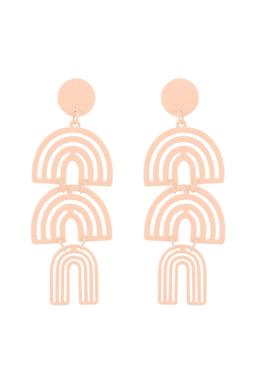 COLOR COATED ARCH 3 DROP POST EARRINGS