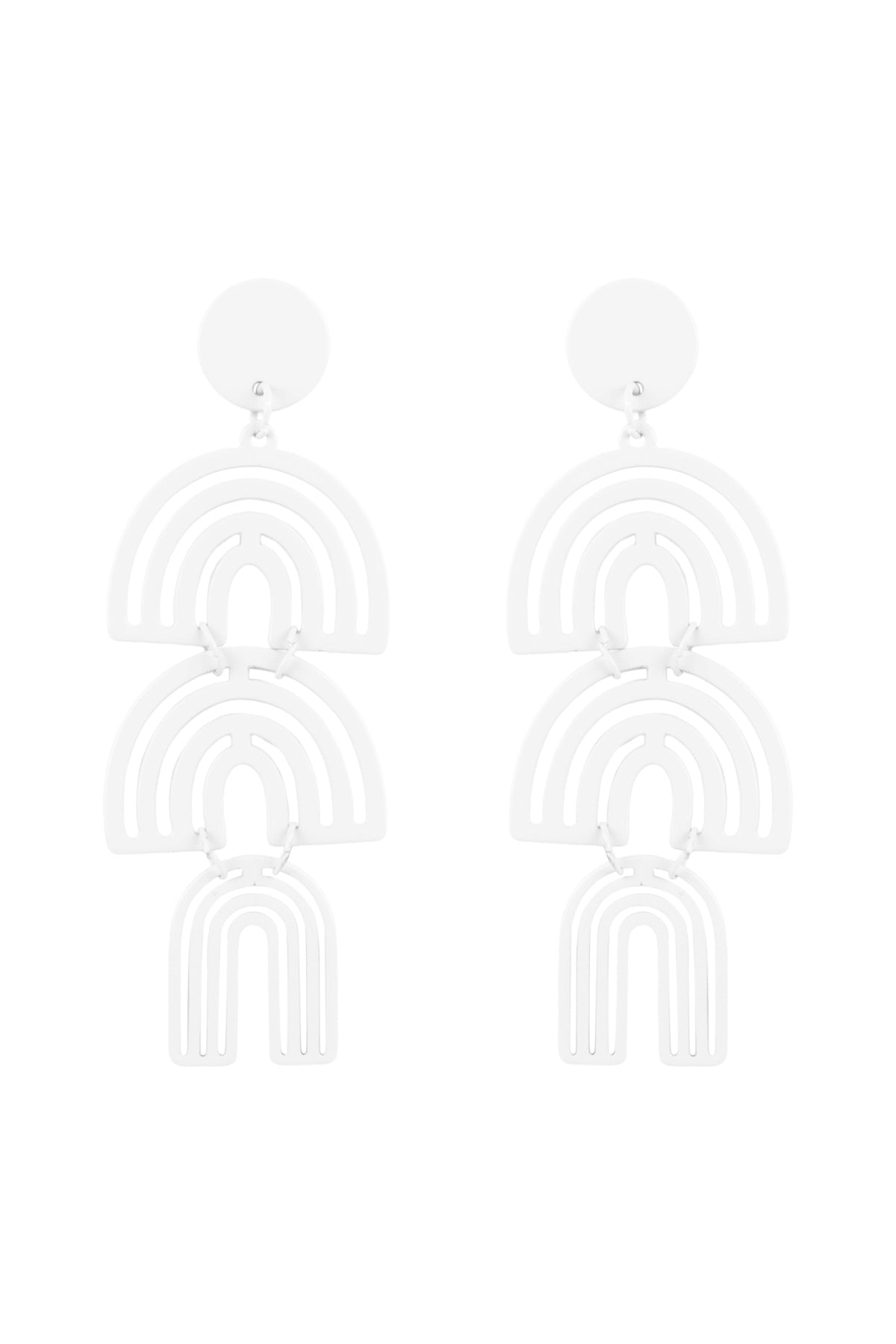 COLOR COATED ARCH 3 DROP POST EARRINGS