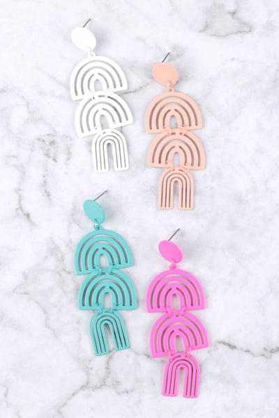COLOR COATED ARCH 3 DROP POST EARRINGS