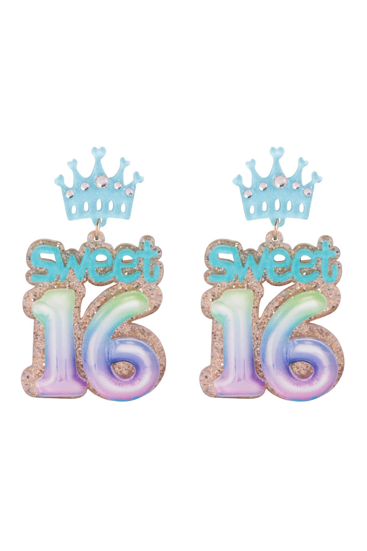 "SWEET 16" GLITTER POST EARRINGS