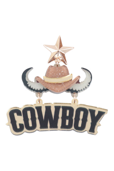 WESTERN COWBOY LETTER ACRYLIC EARRINGS (NOW $3.00 ONLY!)