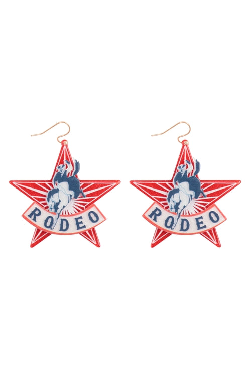 RODEO HORSE RIDING ACRYLIC STAR EARRINGS