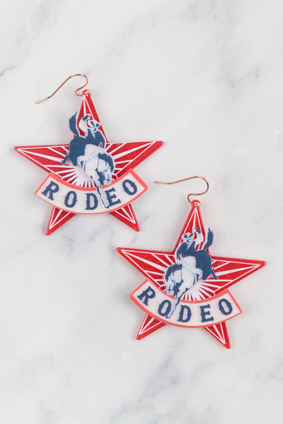 RODEO HORSE RIDING ACRYLIC STAR EARRINGS