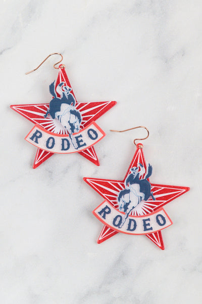 RODEO HORSE RIDING ACRYLIC STAR EARRINGS