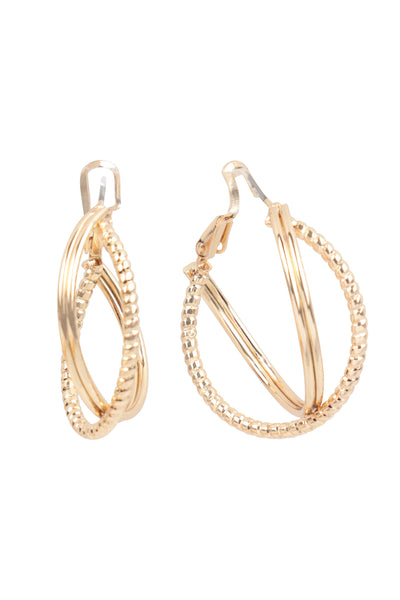 1" WIRE TEXTURED TWIST HOOP EARRINGS