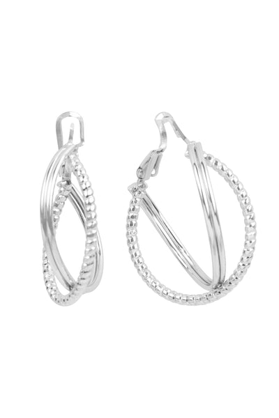 1" WIRE TEXTURED TWIST HOOP EARRINGS