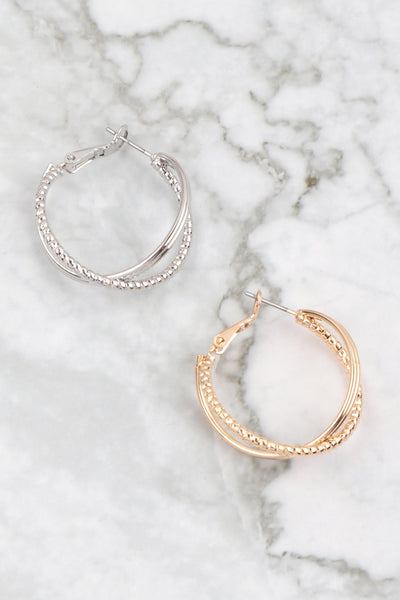 1" WIRE TEXTURED TWIST HOOP EARRINGS