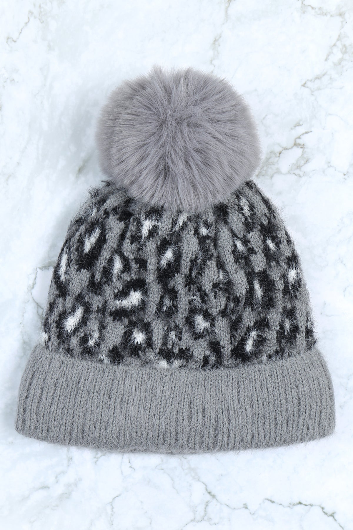 LEOPARD POMPOM FUZZY FLEECE BEANIE (NOW $ 4.25 ONLY!)