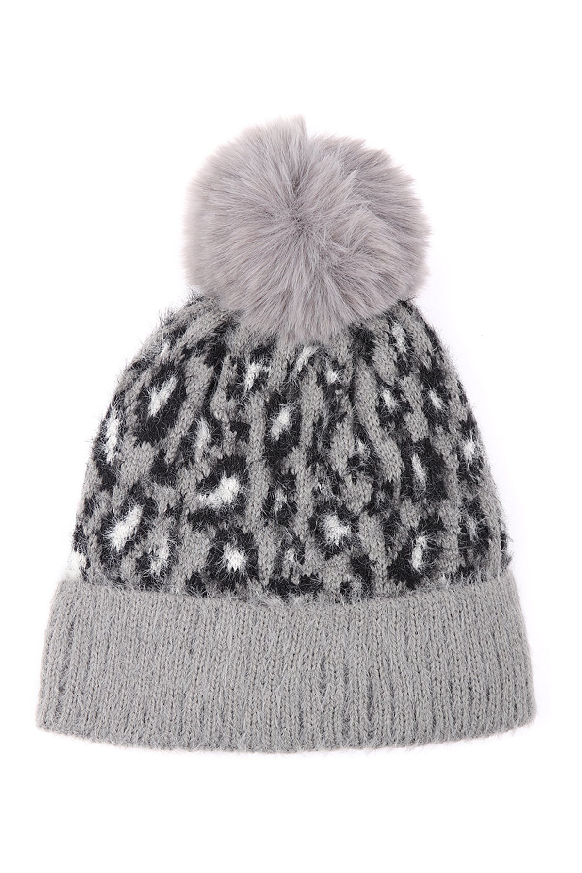 LEOPARD POMPOM FUZZY FLEECE BEANIE (NOW $ 4.25 ONLY!)