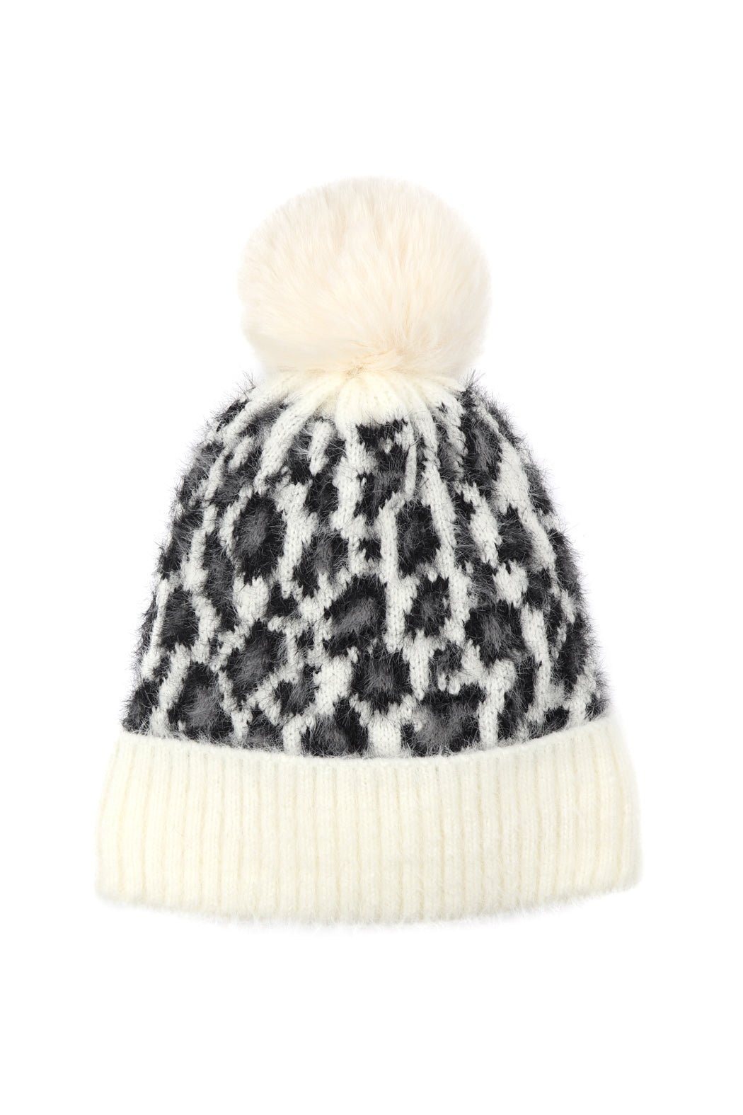 LEOPARD POMPOM FUZZY FLEECE BEANIE (NOW $ 4.25 ONLY!)