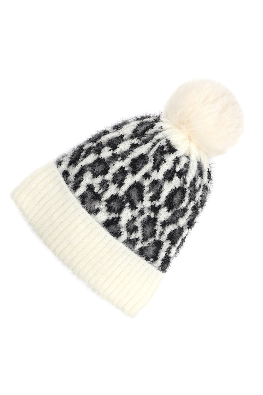 LEOPARD POMPOM FUZZY FLEECE BEANIE (NOW $ 4.25 ONLY!)