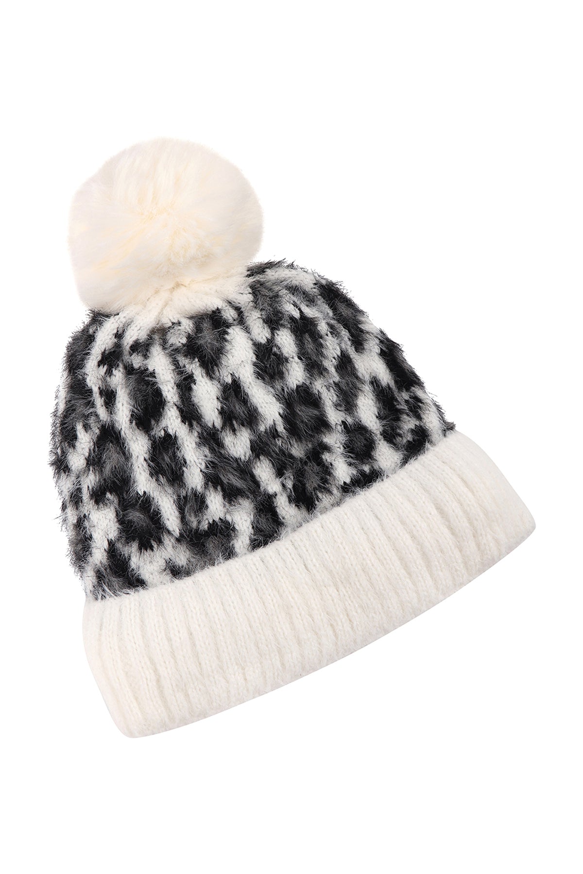 LEOPARD POMPOM FUZZY FLEECE BEANIE (NOW $ 4.25 ONLY!)