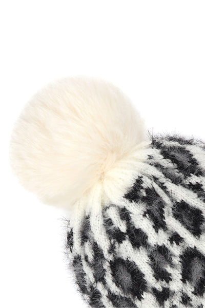 LEOPARD POMPOM FUZZY FLEECE BEANIE (NOW $ 4.25 ONLY!)