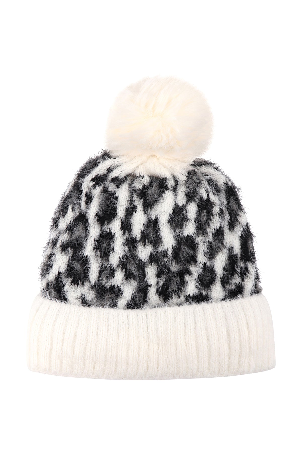 LEOPARD POMPOM FUZZY FLEECE BEANIE (NOW $ 4.25 ONLY!)