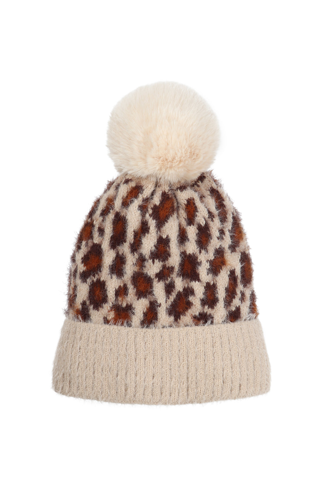 LEOPARD POMPOM FUZZY FLEECE BEANIE (NOW $ 4.25 ONLY!)