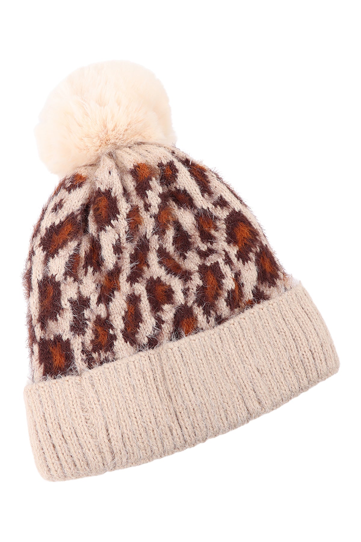 LEOPARD POMPOM FUZZY FLEECE BEANIE (NOW $ 4.25 ONLY!)