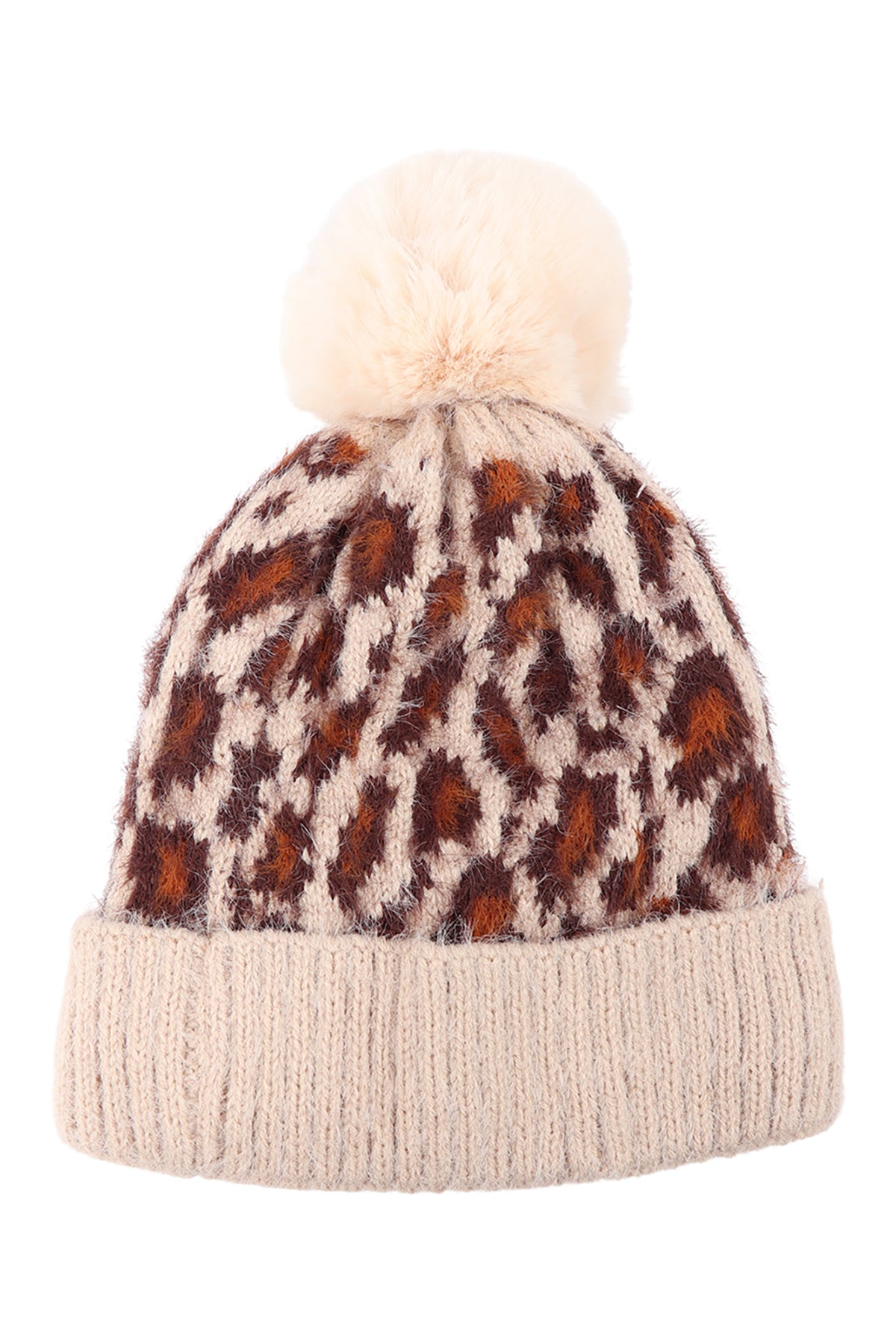 LEOPARD POMPOM FUZZY FLEECE BEANIE (NOW $ 4.25 ONLY!)