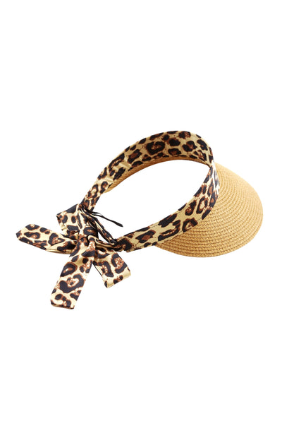 LEOPARD BOW STRAL VISOR CAP TAUPE/6PCS