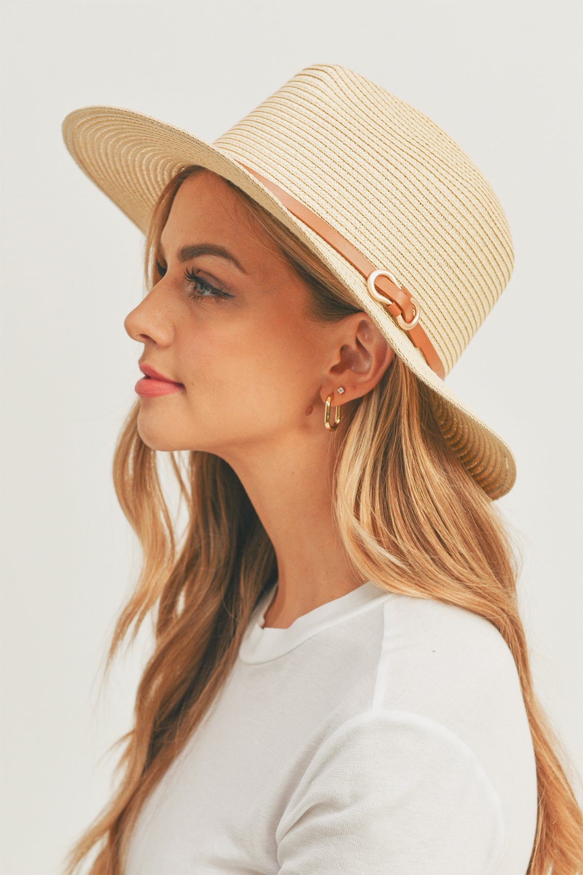 PU LEATHER BAND PANAMANA HAT