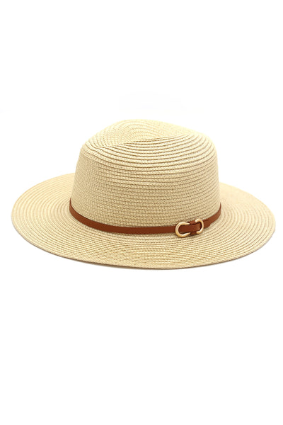 PU LEATHER BAND PANAMANA HAT